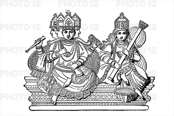 Brahman and his wife Saraswati