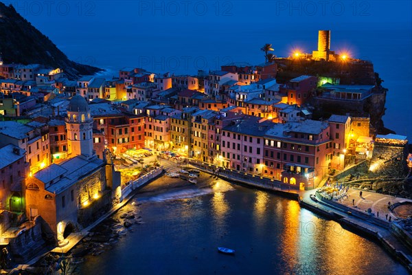 View of Vernazza village popular tourist destination in Cinque Terre National Park a UNESCO World Heritage Site