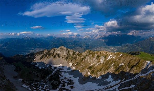 Aerial view of the Combe de Dreveneuse above Monthey in the canton of Valais