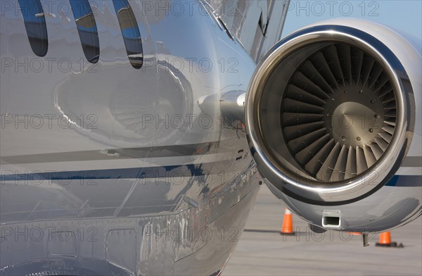 Private jet and engine abstract