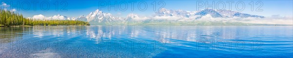 Pano of the grand teton national park mountain range in wyoming