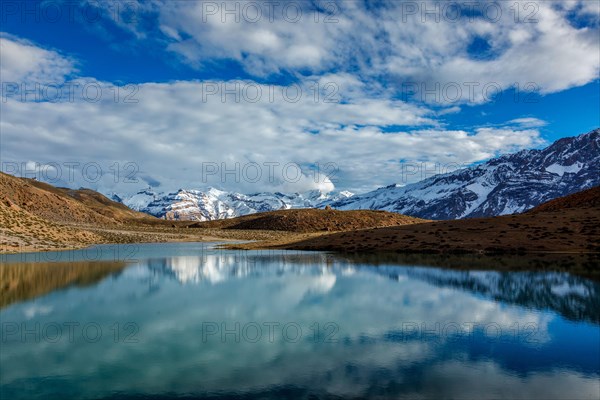 Dhankar Lake in Himalayas. Spiti Valley