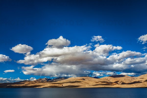 Himalayan lake Tso Moriri on sunset