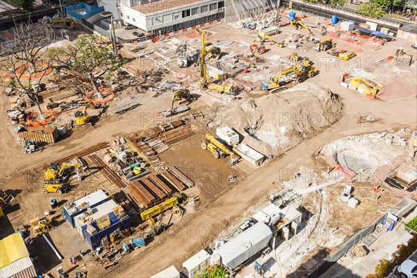 Aerial view of the early stages at construction site