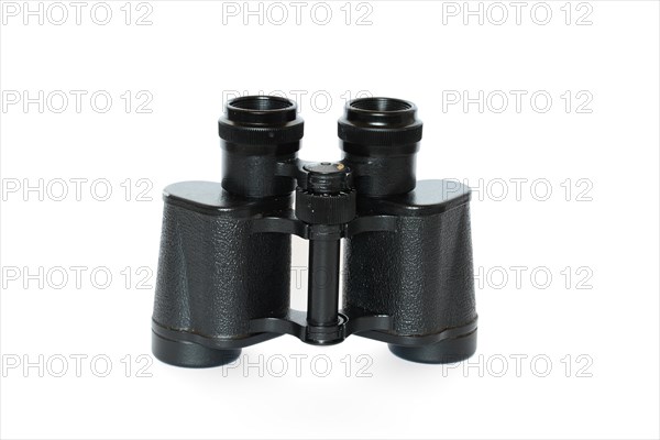 Black binoculars isolated on white background