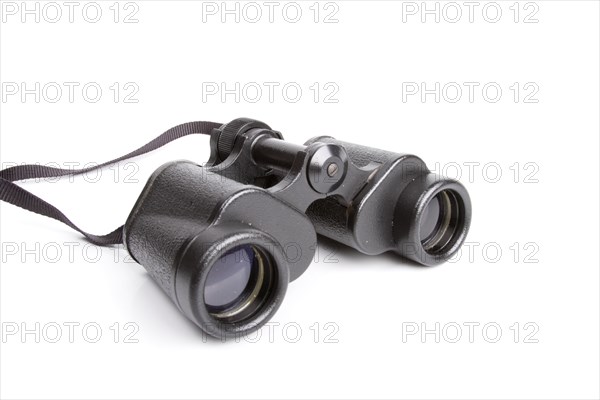 Black binoculars isolated on white background