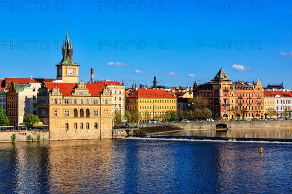 Prague Stare Mesto embankment view from Charles bridge Prague