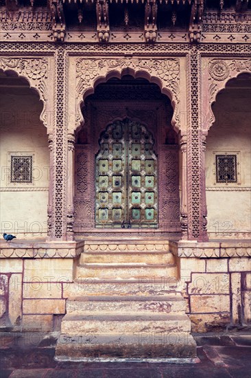 Arched gateway in Mehrangarh fort example of Rajput architecture. Jodhpur