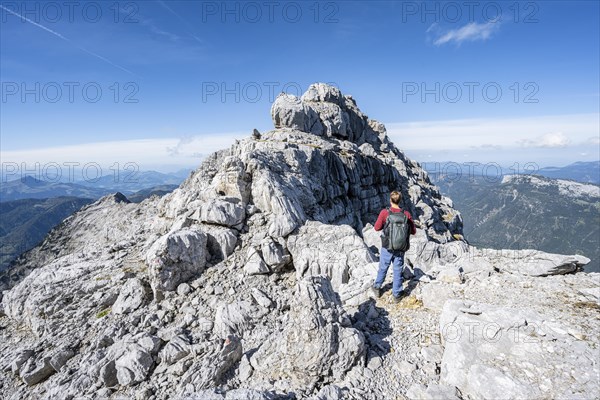 Hikers in rocky terrain