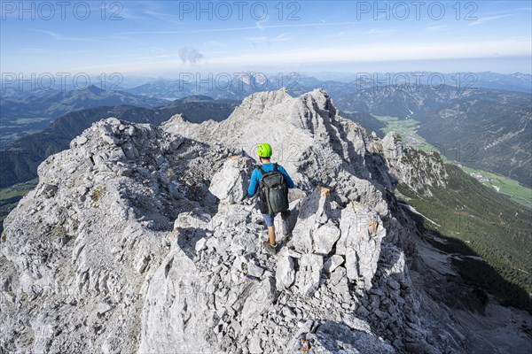 Hiker in rocky terrain