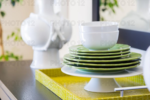 Apple green accents decorative dining abstract in home