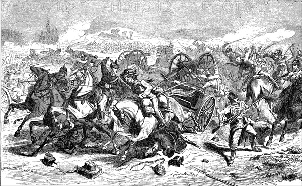 Capture of Austrian guns by Prussian cavalry at Skalitz