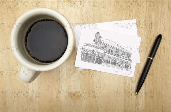 Note card with house drawing