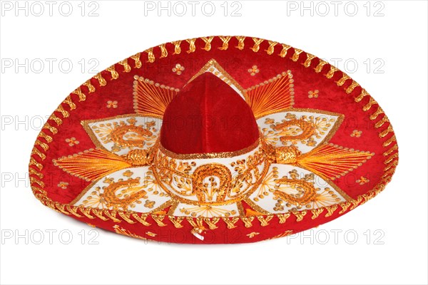 Red sombrero isolated on white