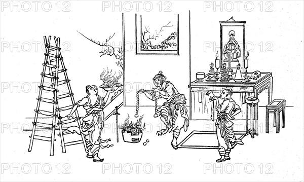 Taoist priests performing an incantation