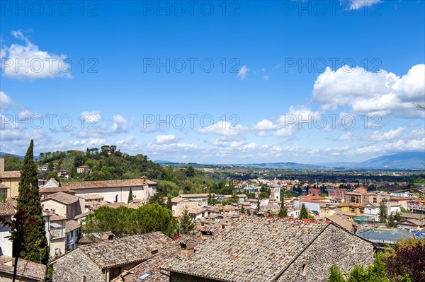 View over the roofs of Spoleto from Piazza della Signoria looking west