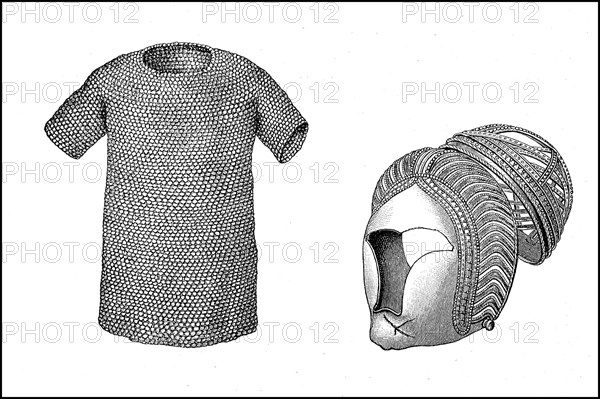 Armoured shirt and silver helmet