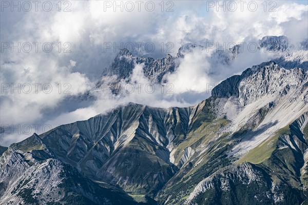 Mountain peaks Hoher Kamm and Kleiner Wanner of the Wetterstein Mountains