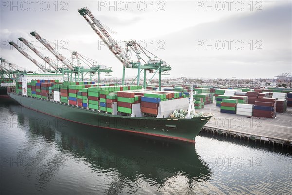 Trade ship harbored at port of san pedro