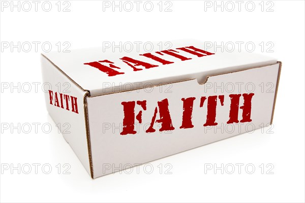 White box with the word faith on the sides isolated on a white background
