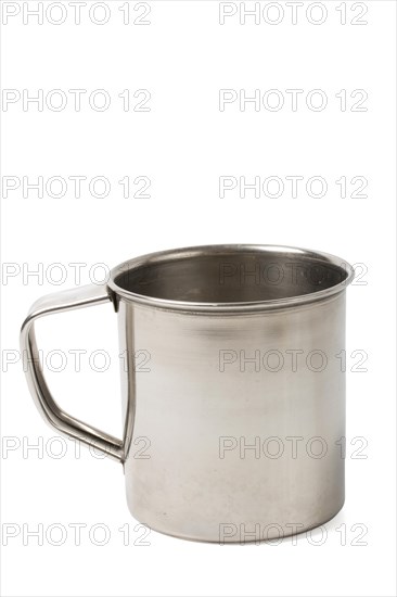 Simple metal cup isolated on white