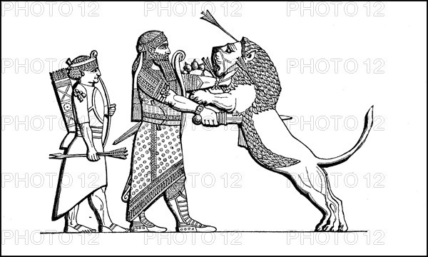 Assyrian King Kills a Lion