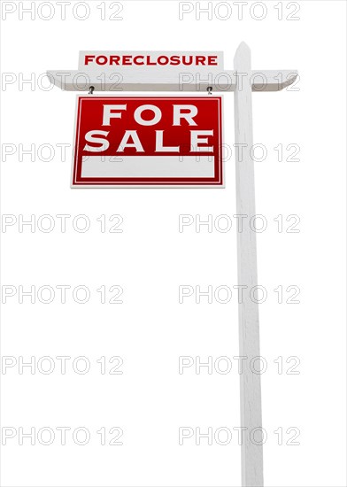 Left facing foreclosure sold for sale real estate sign isolated on white