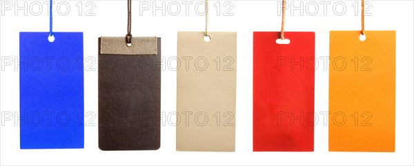 Set of colorful paper tags isolated on white background