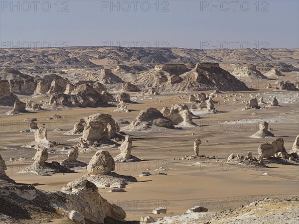 Wide valley with chalk sculptures in the Westside