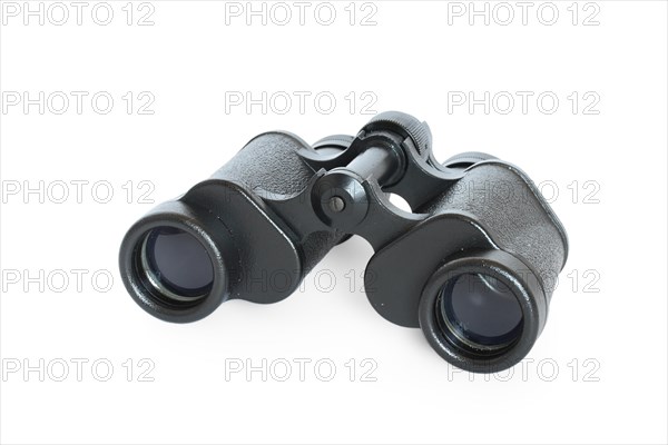 Black binoculars isolated on white background