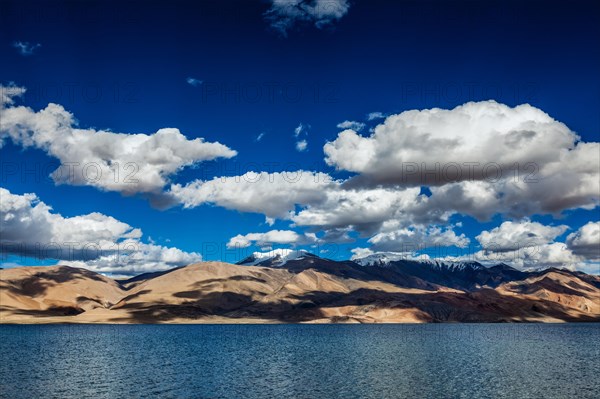 Himalayan lake Tso Moriri on sunset