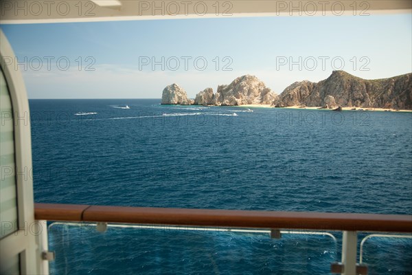 Balcony view on cruise ship at land's end