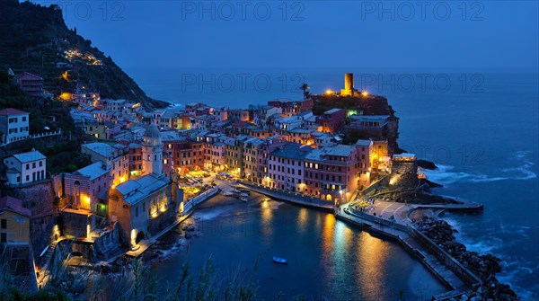 View of Vernazza village popular tourist destination in Cinque Terre National Park a UNESCO World Heritage Site