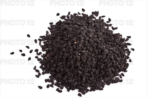 Pile of kalinji spice isolated on white background