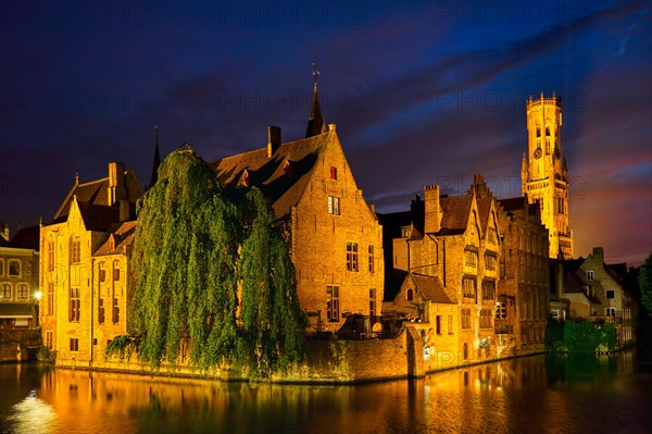 Famous view of Bruges tourist landmark attraction