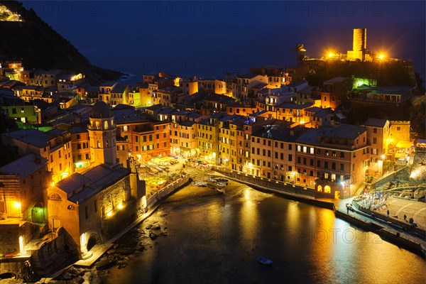 View of Vernazza village popular tourist destination in Cinque Terre National Park a UNESCO World Heritage Site