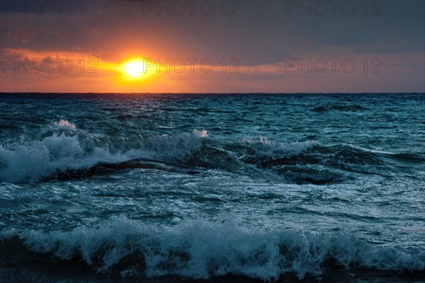 Stormy sunsrise on the sea Mexico