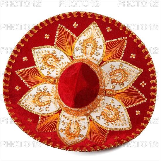 Red sombrero isolated on white