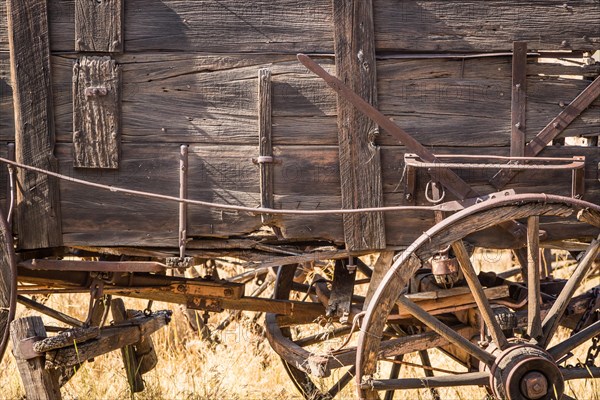 Abstract of vintage antique wood wagons and wheels