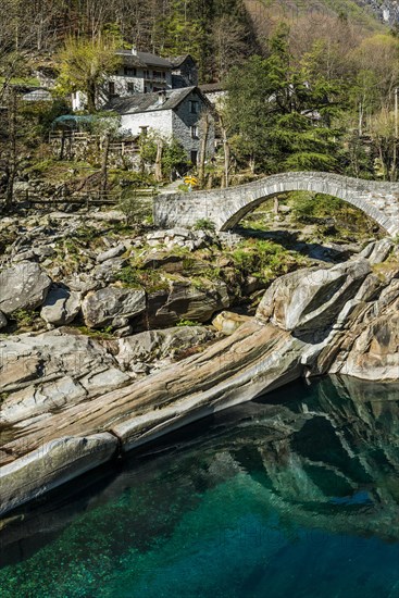 Old Roman bridge Ponte dei Salti over Verzasca