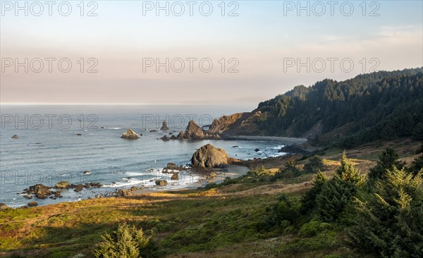 Ragged coast with rocks in the sea