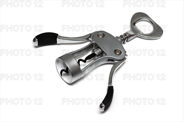 Metal corkscrew isolated on white