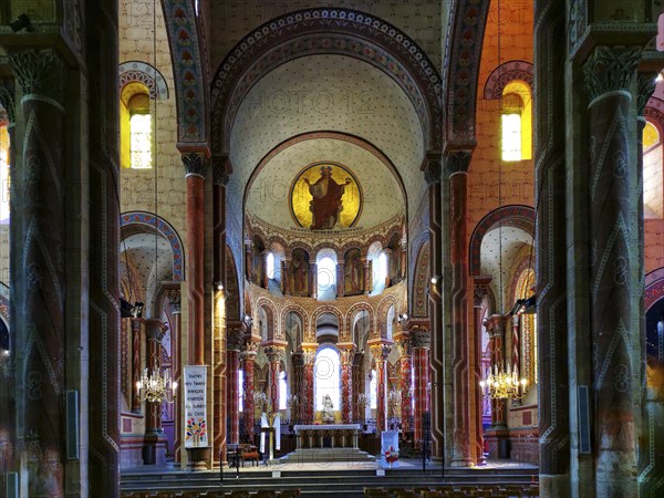 Columns and ambulatory of the roman church Saint-Austremoine