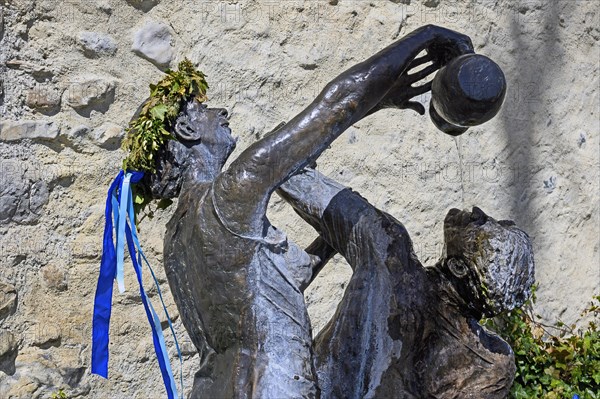 Head-washing fountain at the city wall by Gisela Steimle with Easter decoration