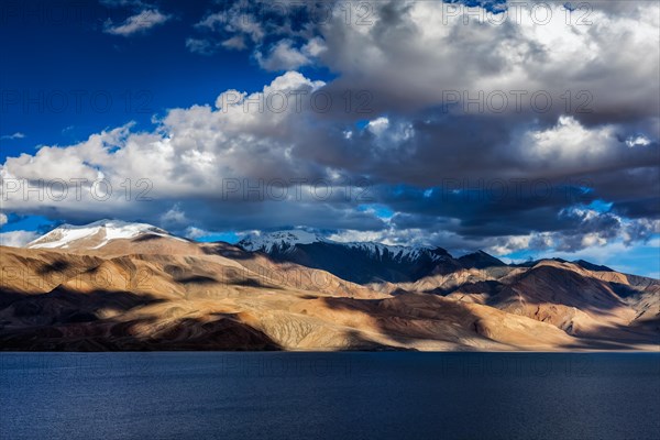 Himalayan lake Tso Moriri on sunset