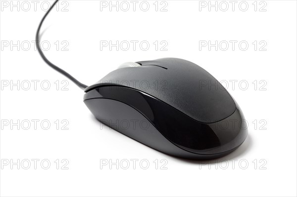 Black computer mouse isolated on white background