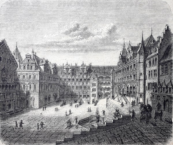 The courtyard of Heidelberg Castle in front of its destruction by the French