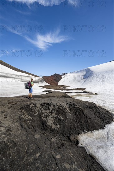 Hikers on the Fimmvoerouhals hiking trail