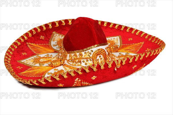 Red sombrero isolated on white