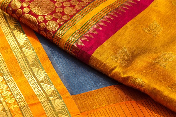Indian silk saries close up Background